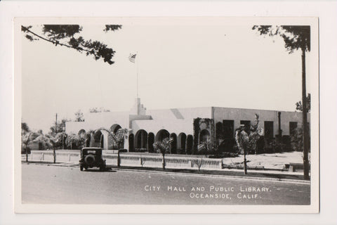 CA, Oceanside - City hall, Public Library - about 1939 to 1950 RPPC - A05156