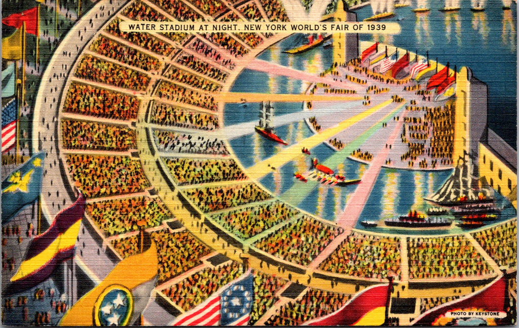 NY, NEW YORK CITY - Worlds Fair 1939 - Water Stadium, amphitheatre postcard - A06690