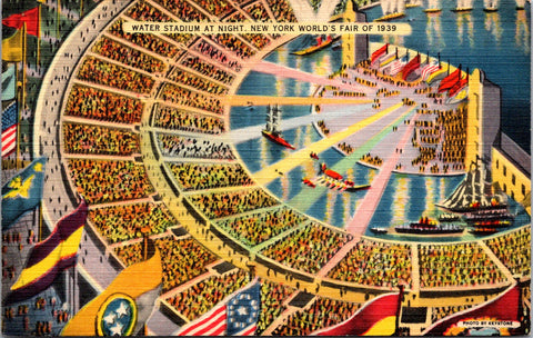NY, New York - Worlds Fair 1939 - Water Stadium, amphitheatre postcard - A06690