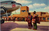 NM, ALBUQUERQUE - Municipal Airport, TWA plane, People postcard - A06864