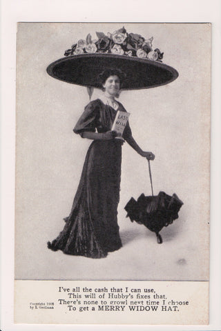 People - Female postcard - MERRY WIDOW HAT - A06953