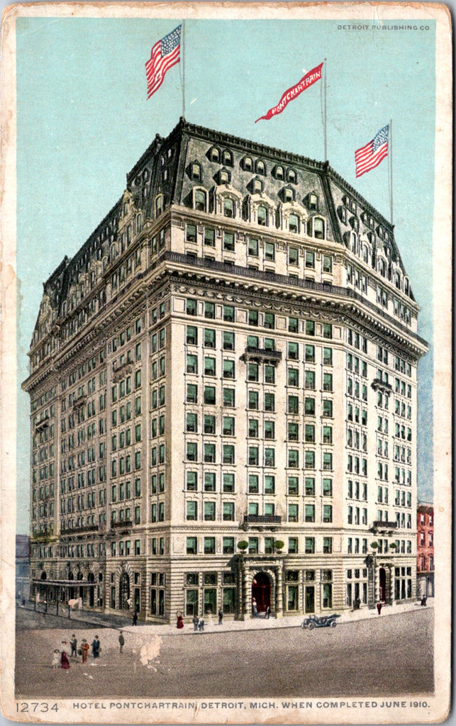 MI, DETROIT - Hotel Pontchartrain upon completion in 1910 postcard - A07060