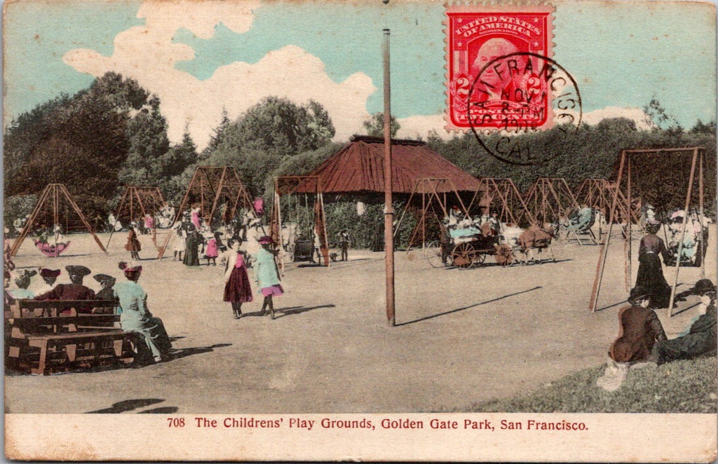 CA, San Francisco - Golden Gate Park, Childrens playground activity postcard - A