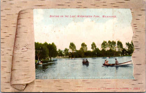 WI, MILWAUKEE - Washington Park, lake scene - as if peeled bark  - A07372