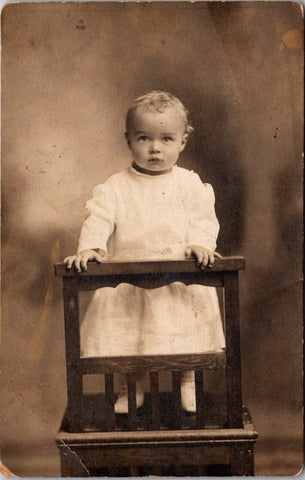 People - Child - standing on some type of chair RPPC - A12016