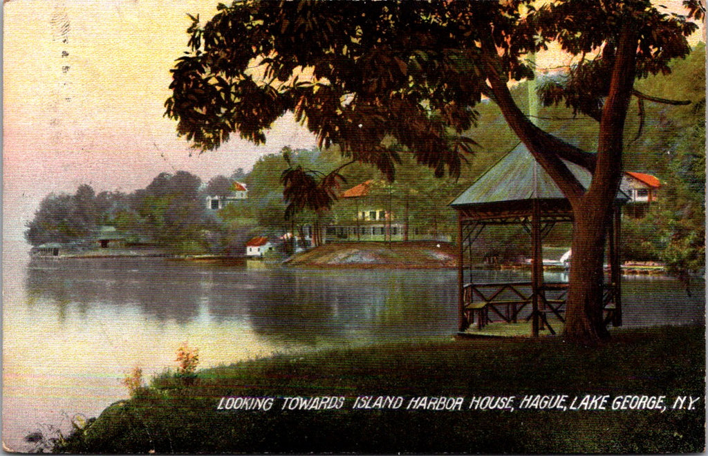 NY, LAKE GEORGE - Island Harbor House, Hague view postcard - A12132