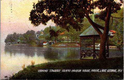 NY, LAKE GEORGE - Island Harbor House, Hague view postcard - A12132