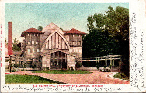 CA, Berkeley - Hearst Hall, University of California 1905 postcard - A12282