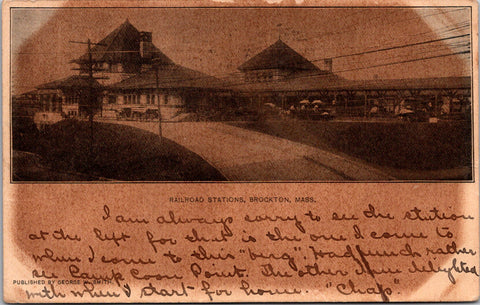 MA, BROCKTON - Railroad Stations - George W Smith postcard - A12299