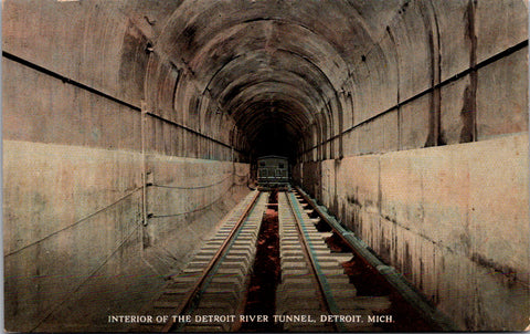 MI, Detroit - Detroit River Tunnel interior, including stats postcard - A12507