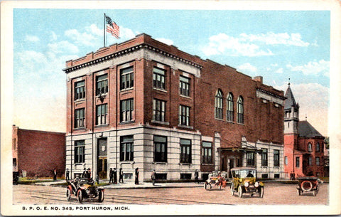 MI, Port Huron - BPOE No 343 building, animal head above door postcard - A12511
