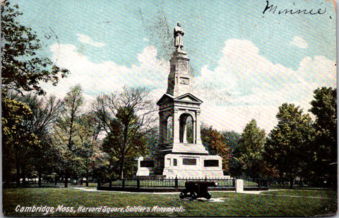 MA, CAMBRIDGE - Harvard Sq, Soldier Monument, canon postcard - A17102