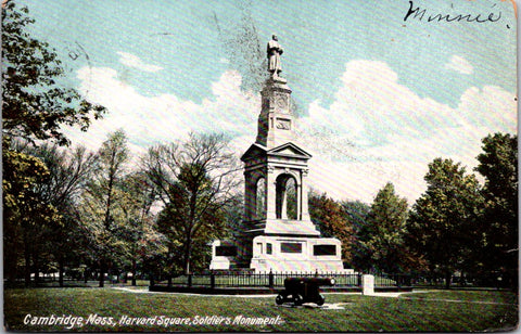 MA, Cambridge - Harvard Sq, Soldier Monument, canon postcard - A17102
