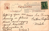 IL, Joliet Illinois - West Park, rustic bridge, pond, stone bldg postcard