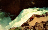 WY, YELLOWSTONE - Upper Falls, people on landing, Yellowstone Park postcard - A17443