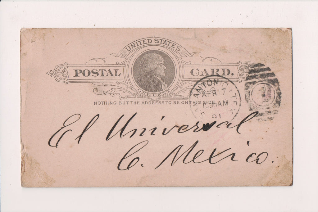TX, SAN ANTONIO - El Heraldo on back - 1891 Postal Card (original SOLD) A19077