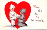 Valentine postcard - Won't you be my Valentine - boy on knees - A19124