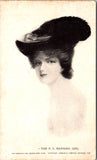 People - Female postcard - Pretty Woman, large hat - FS Manning Girl - A19395