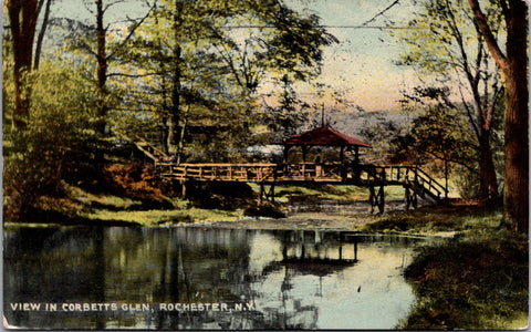 NY, Rochester - Corbetts Glen view including bridge postcard - A19456