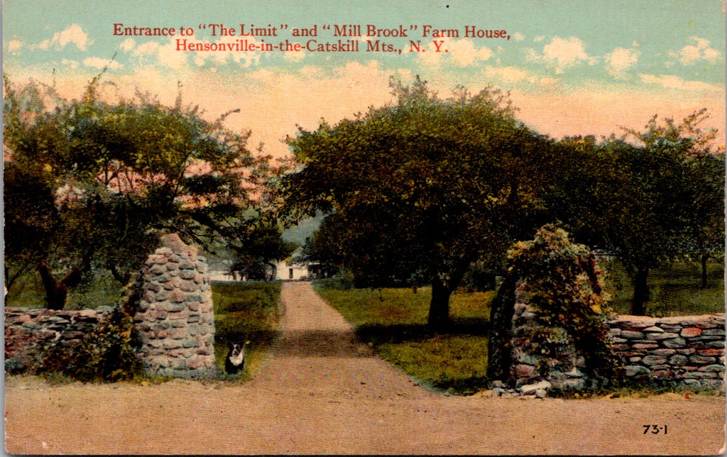 NY, HENSONVILLE-in-the-CATSKILL MTS - entrance to Limit, Mill Brook Farm House - A19478
