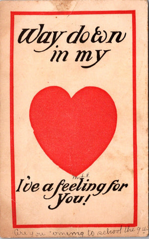 Valentine postcard - WAY DOWN IN MY HEART - A19618