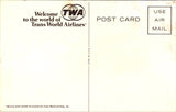 Plane postcard - TWA, Trans World Airlines close up postcard - A19636