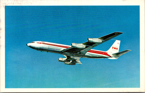 Plane postcard - TWA, Trans World Airlines close up postcard - A19636