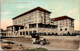 CA, LONG BEACH - Hotel Virginia from seashore - white spoked wheeled car - B0432