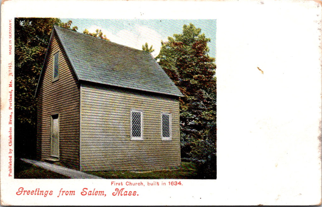 MA, SALEM - First Church built in 1634, Greetings from postcard - B05079