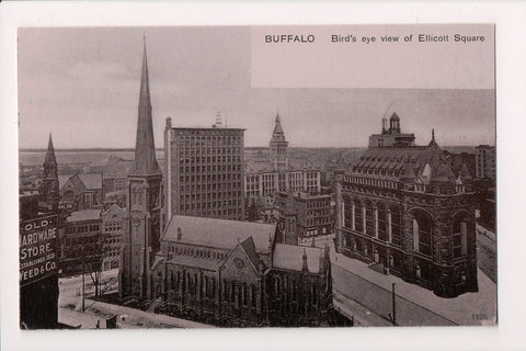 NY, BUFFALO - Ellicott Square BEV, Weed &. Co Hardware store sign postcard - B06