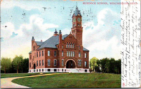 MA, WINCHENDON - Murdock School 1914 postcard - B06255