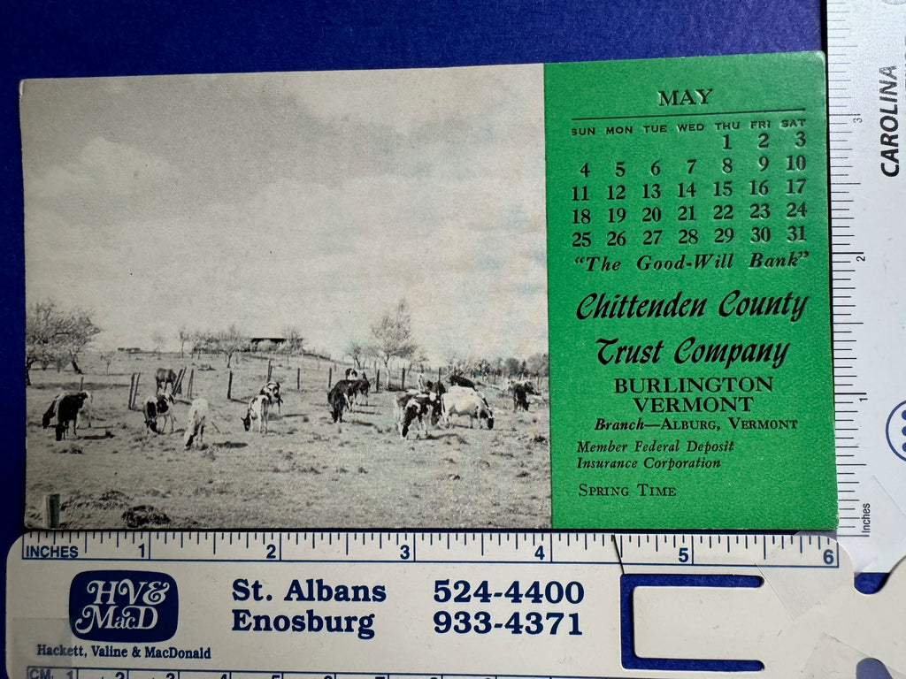 VT, Burlington - Chittenden County Trust Co - 1952 Calendar Blotter - B06288
