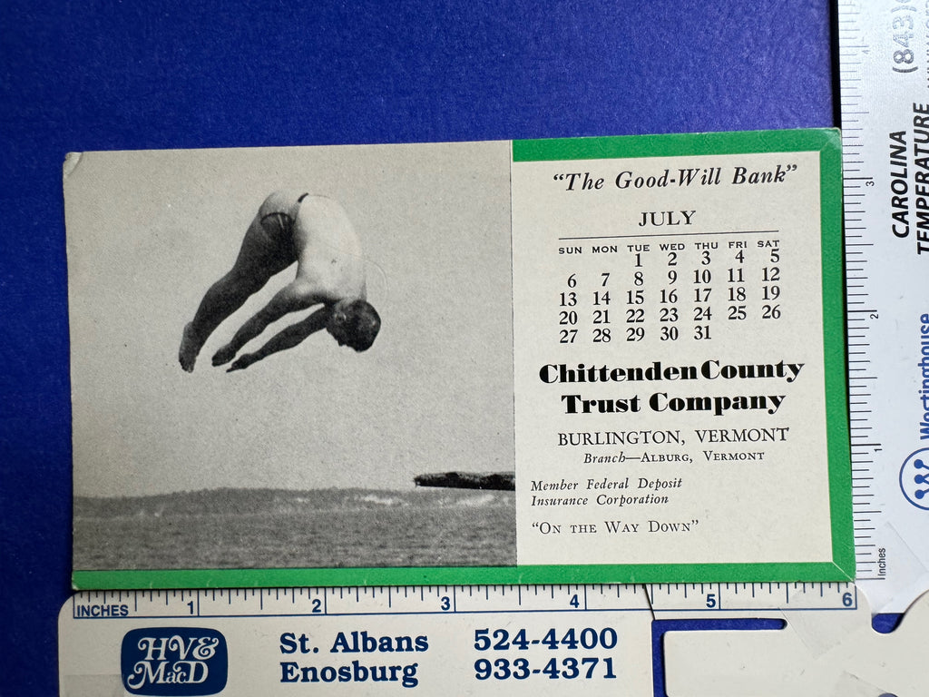 VT, Burlington - Chittenden County Trust Co - 1952 Calendar Blotter - B06296