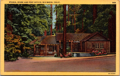 CA, BIG BASIN - Post Office, Studio, Store in log building postcard - B06298