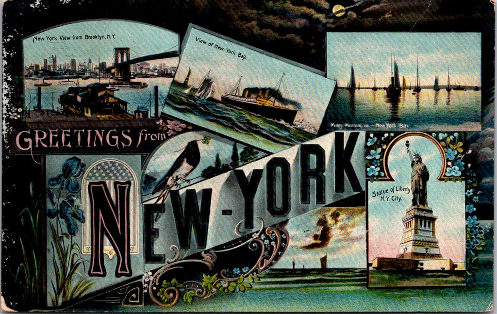 NY, NEW YORK CITY - Greetings from multi view vintage postcard - B06686