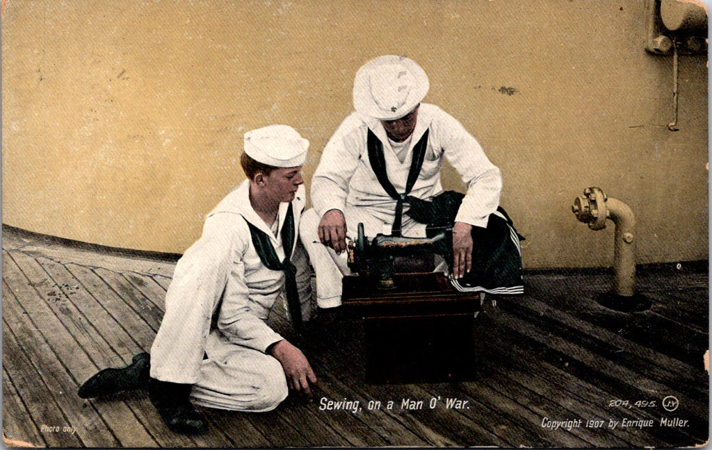 Military Men in uniform -  Navy guys, sewing machine -  B10001