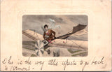 Plane postcard - cloth type airplane with lady pilot - B10090