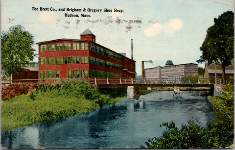 MA, Hudson 0 Brett Co / Brigham & Gregory Shoe shop - 1914 postcard - B11170