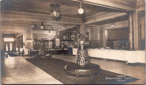 IL, CHICAGO - Stratford Hotel Lobby - RPPC postcard - B11213