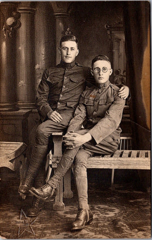 Military Men in uniform - posing as buds - RPPC -  B17229