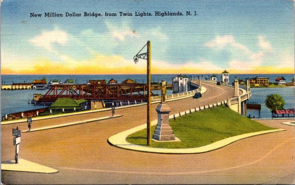 NJ, HIGHLANDS - New Million Dollar Bridge from Twin Lights postcard - B17240