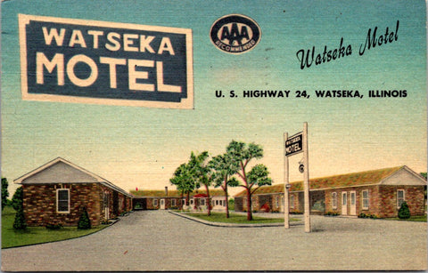 IL, WATSEKA - Watseka Motel - Mr and Mrs I B Wilson owners postcard - B18031