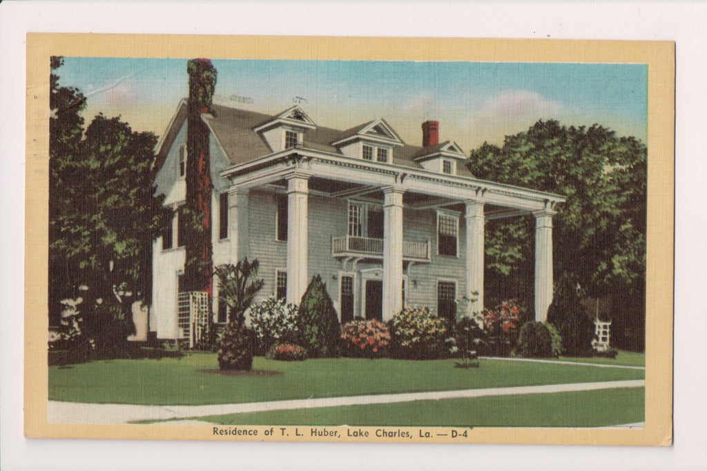 LA, LAKE CHARLES- T L Huber residence postcard - B18032