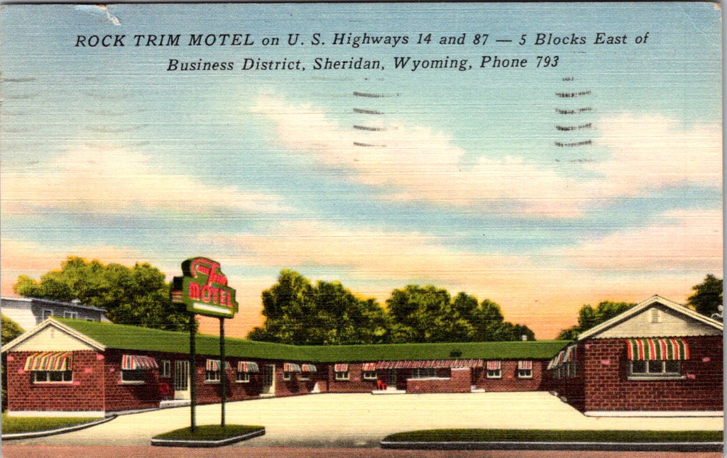 WY, SHERIDAN - Rock Trim Motel - @1952 postcard - B18033