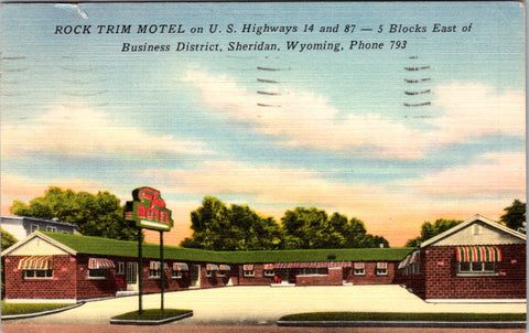 WY, SHERIDAN - Rock Trim Motel - @1952 postcard - B18033