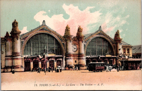 Foreign postcard - TOURS, France - Railroad Train Station - B18064