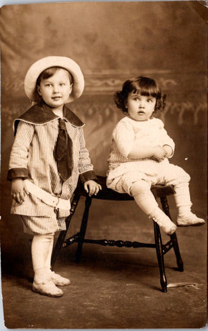 People - Children - Boy in striped sailor type suit, Richard & William Stagg RPPC - BP0097