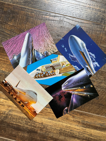 Plane postcard - SINGAPORE Airlines - 5 different card lot- NL0721