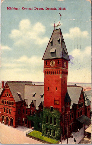MI, Detroit - Michigan Central Depot - 1911 postcard - C06137