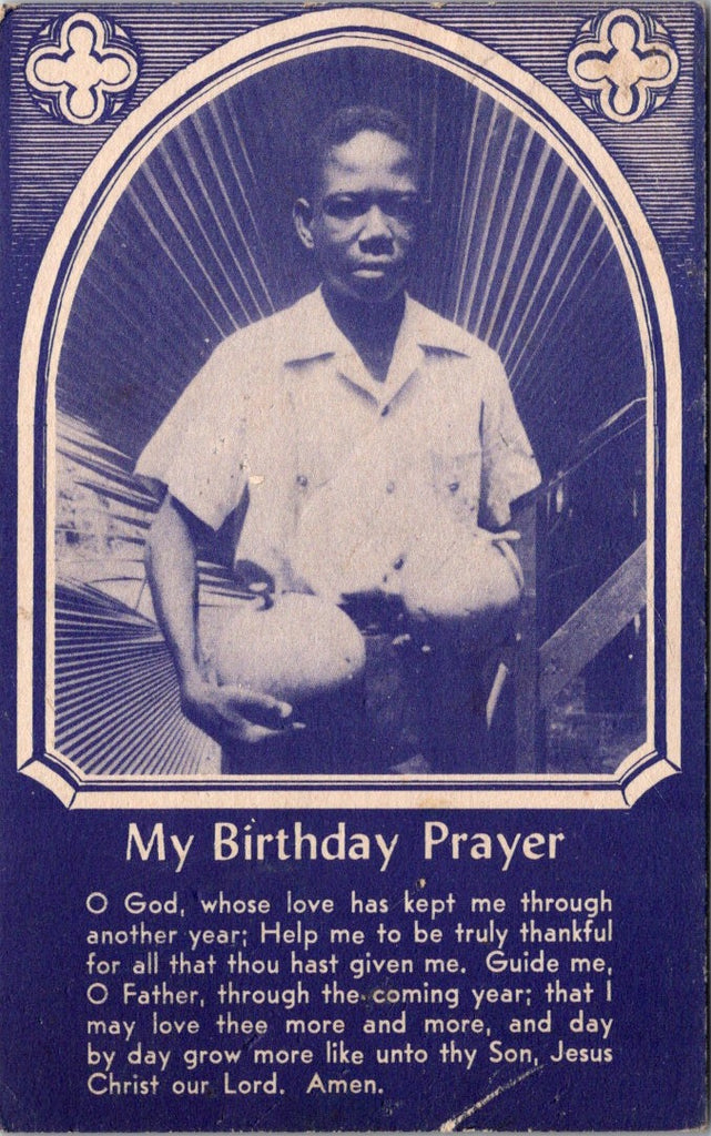 Black Americana - Vintage African American postcard - Birthday Prayer - C06246